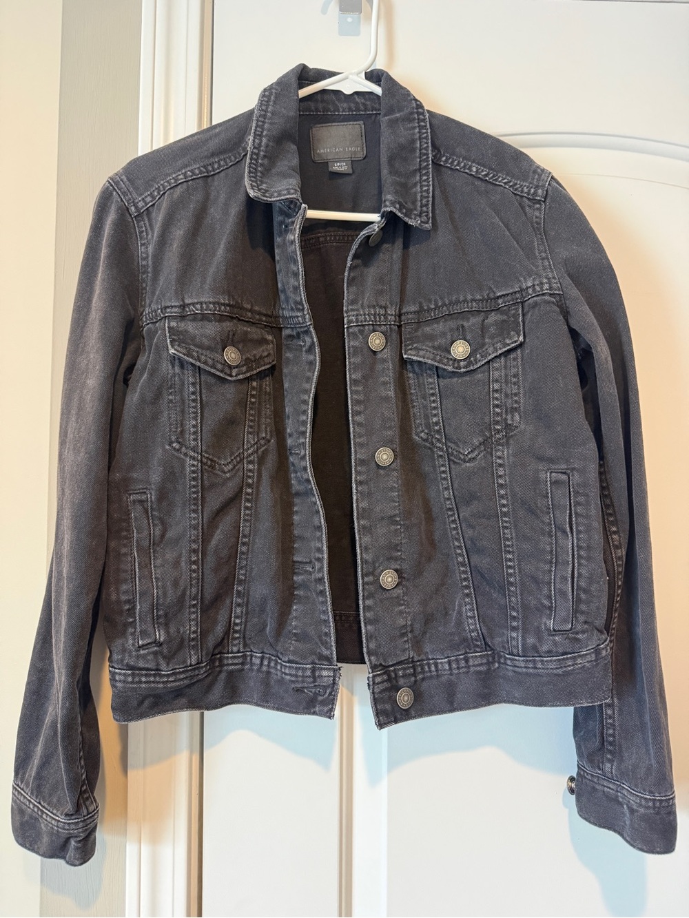 American Eagle Washed Black Denim Jacket Size Small